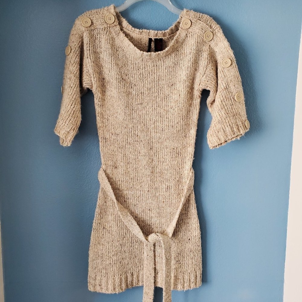 Heart N Crush, Size S, Beige Knit Sweater Dress